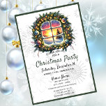 Chic Winter Wonderland Weihnachts-Party Einladung<br><div class="desc">Party Weihnachten oder jederzeit während der Winterferien mit diesen Einladungen, die es Ihnen ermöglichen, für Ihre einzigartige Veranstaltung neu zu definieren. Die Weihnachts- und Feiertagsfeier lädt zu einem üppigen, immergrünen Kranz in Aquarell ein, der ein Fenster mit einer Winterwunderlandszene voller Sonnenuntergang umrahmt. Schöne, atemberaubende Farben werden für die Bausteine verwendet,...</div>