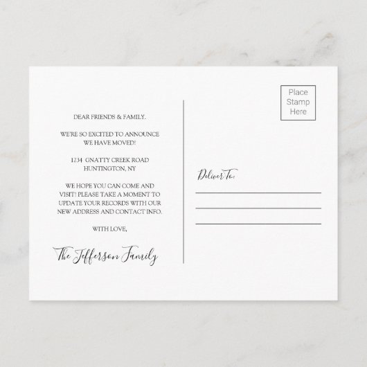 Chic wir bewegten Imitate Vellum-Effekt-Foto beweg Ankündigungspostkarte (Rückseite)