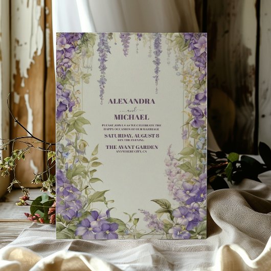Chic Wisteria Lilac Floral Wreath Einzigartige Hoc Einladung