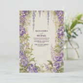 Chic Wisteria Lilac Floral Wreath Einzigartige Hoc Einladung (Stehend Vorderseite)