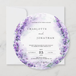 Chic Wisteria Lilac Floral Wreath Einzigartige Hoc Einladung