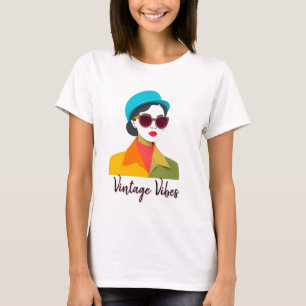 Chic Woman in Retro Paper Cut Art T-Shirt