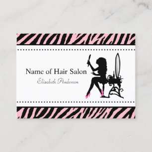 Chic Woman Pink und Black Zebra Friseur Salon Visitenkarte