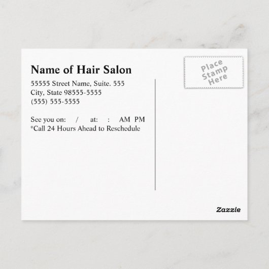 Chic Woman Pink und Black Zebra Haare Ernennung Postkarte (Rückseite)