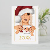 Chic Woman Weihnachten Folien Feiertagskarte (Stehend vorne)