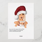 Chic Woman Weihnachten Folien Feiertagskarte (Rückseite)
