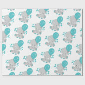 Chic Wood Aquamarin Elephant Gender Neutral Baby Geschenkpapier (Flach)