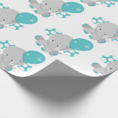 Chic Wood Aquamarin Elephant Gender Neutral Baby Geschenkpapier (Ecke)