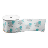Chic Wood Aquamarin Elephant Gender Neutral Baby Satinband (Spule)