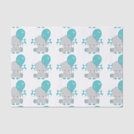 Chic Wood Aquamarin Elephant Gender Neutral Baby Seidenpapier