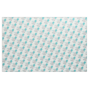 Chic Wood Aquamarin Elephant Gender Neutral Baby Stoff
