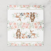 Chic Woodland Animals Blush Blumendusche Geburtsta Platzkarte (Außenseite Aufgefaltet)