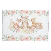 Chic Woodland Animals Blush Floral New Baby Girl Kissenbezug (Rückseite)