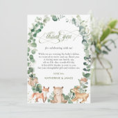 Chic Woodland Animals Greenery Baby Shower   Dankeskarte (Stehend Vorderseite)