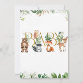 Chic Woodland Animals Greenery Baby Shower Einladung (Rückseite)