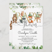 Chic Woodland Animals Greenery Baby Shower Einladung (Vorne/Hinten)