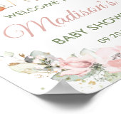 Chic Woodland Animals Grüne Blumengestalt Begrüßun Poster (Ecke)