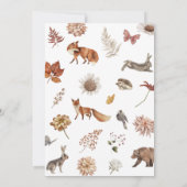 Chic Woodland Forest Animals Neutral Baby Dusche Einladung (Rückseite)