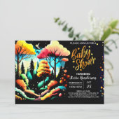 Chic Woodland Forest Baby Dusche Einladung (Stehend Vorderseite)