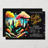 Chic Woodland Forest Baby Dusche Einladung (Vorne/Hinten)