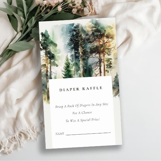 Chic Woodland Forest Diaper Raffle Baby Dusche Begleitkarte