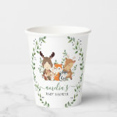 Chic Woodland Forest Green Animals Baby Shower Pappbecher (Vorderseite)