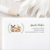 Chic Woodland Green Forest Animals Rücksendeadress (Insitu)