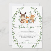 Chic Woodland Grünland Forest Animals Kinderdusche Dankeskarte (Vorderseite)