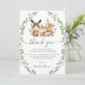 Chic Woodland Grünland Forest Animals Kinderdusche Dankeskarte (Stehend Vorderseite)