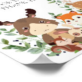 Chic Woodland Grünpflanzen Tiere Kinderdusche Favo Poster (Ecke)