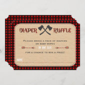 Chic Woodland Lumberjack Boy Diaper Raffle Ticket Einladung (Vorne/Hinten)