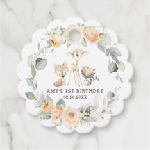 Chic Woodland Tiere Gelbe Flora 1. Geburtstag