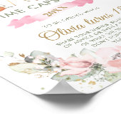 Chic Woodland Tiere Grüne Blumenkapsel Poster (Ecke)