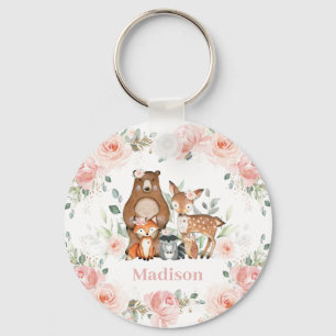 Chic Woodland Tiere Pastel Blush Floral Gefallen Schlüsselanhänger