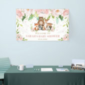 Chic Woodland Tiere Rosa Blumenkulisse Willkommen Banner (Messeveranstaltung)