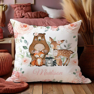 Chic Woodland Tiere Rosa Kinderzimmer Kissen