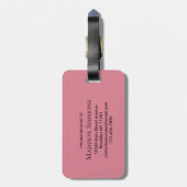 Chic World Traveller Map Pink Monogram Name Script Gepäckanhänger (Rückseite vertikal)