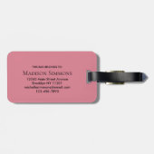 Chic World Traveller Map Pink Monogram Name Script Gepäckanhänger (Rückseite horizontal)