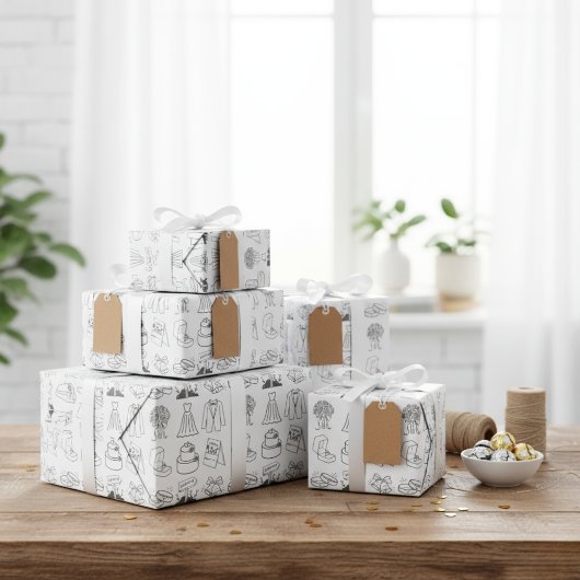 Chic Wrapping Paper "Just Married" Geschenkpapier