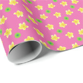 Chic Wrapping Paper Primroses on Deep Pink, Polkas Geschenkpapier (Rolleneckpunkt)