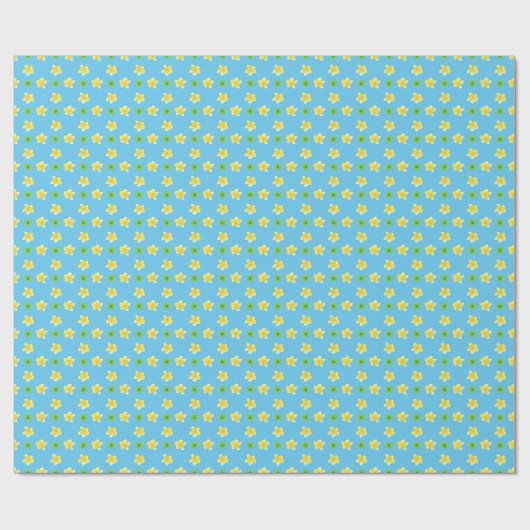 Chic Wrapping Paper Primroses on Turquoise, Polkas Geschenkpapier (Flach)