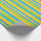 Chic Wrapping Paper: Türkisfarbener, gelber Streif Geschenkpapier (Ecke)