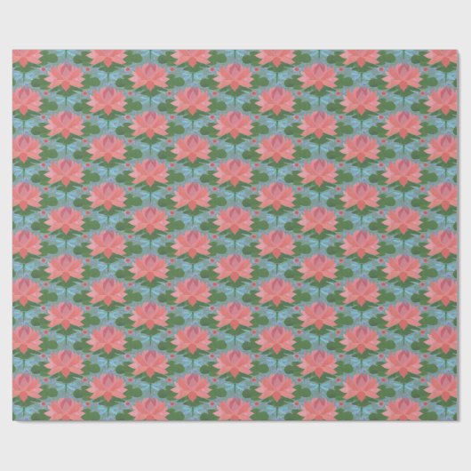 Chic Wrapping Paper: Water Lilies and Dragonflies Geschenkpapier (Flach)