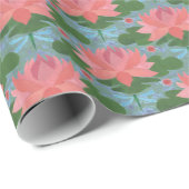 Chic Wrapping Paper: Water Lilies and Dragonflies Geschenkpapier (Rolleneckpunkt)