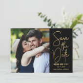 Chic Writing EDITABLE COLOR Save the Date Gold Einladung (Stehend Vorderseite)