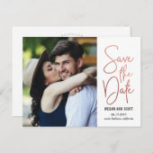 Chic Writing EDITABLE FARBE Save the Date Postcard Ankündigungspostkarte (Vorne/Hinten)