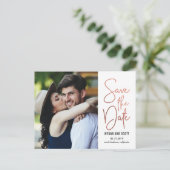 Chic Writing EDITABLE FARBE Save the Date Postcard Ankündigungspostkarte (Stehend Vorderseite)