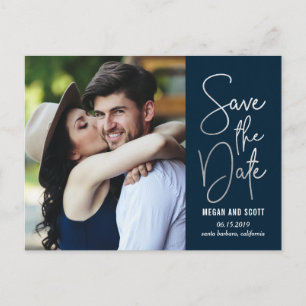 Chic Writing EDITABLE FARBE Save the Date Postcard Ankündigungspostkarte