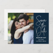 Chic Writing EDITABLE FARBE Save the Date Postcard Ankündigungspostkarte (Vorne/Hinten)