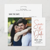 Chic Writing EDITABLE FARBE Save the Date Postcard Postkarte (Vorne/Hinten)